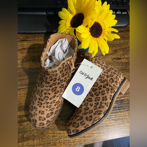NWT Cat & Jack Penelope Ankle Bootie Boots Cheetah Leopard Brown Toddler - Picture 4 of 10